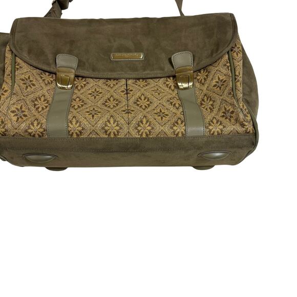 Murano Messenger carryon Vintage Style Shoulder Bag Canvas Tapestry Brown Olive - Picture 10 of 12